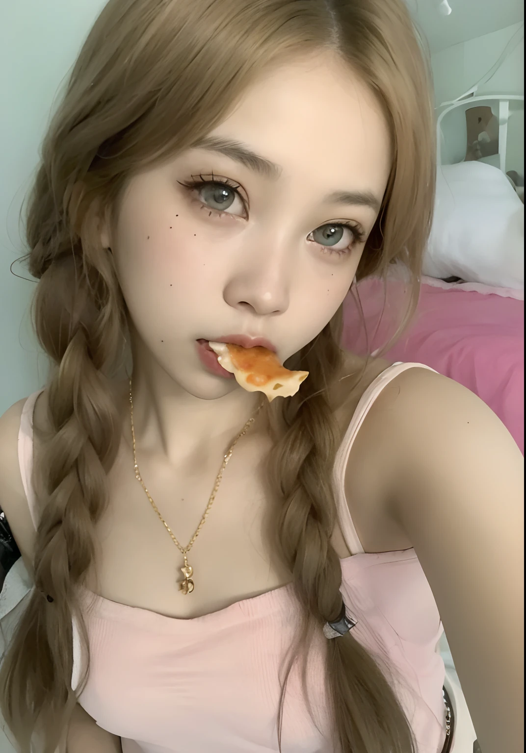 Chica de Araffe con un pedazo de pizza en la boca, Retrato realista kawaii, Chica de anime en la vida real, Mukbang, Hermosa Delphine, ulzzang, Parece una mezcla de mugres, 🥥 🍕 Hibrido, Amouranth, Parece una mezcla de grimes, dilraba dilmurat, Lalisa Manobal, adolescente hiperrealista