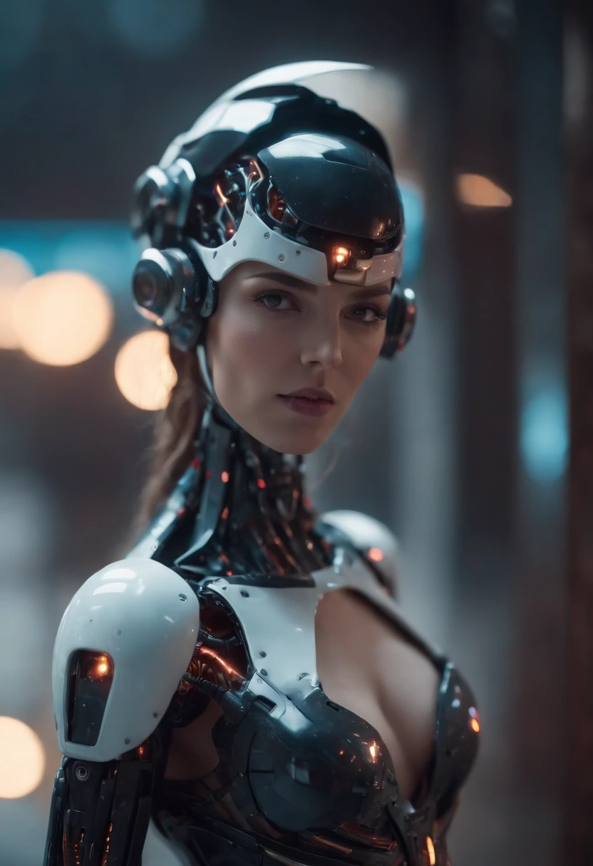 A sexy robot lady in cyberpunk style.8k