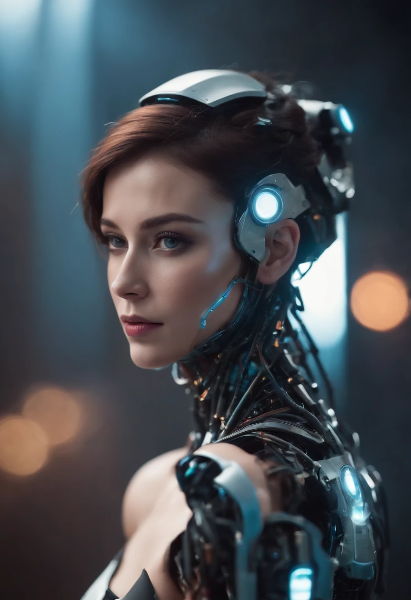 A sexy robot lady in cyberpunk style.8k