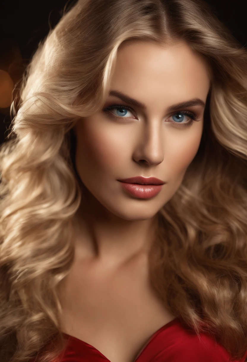 Gorgeous woman with long wavy blonde hair, detailed alluring eyes, Longues jambes , in a club, red dress, crowd behind, ((Detailed facial features)), (finely detailed skin), pale skinned, realistic skin texture, extreme skin details, (Pores:0.1), photoreallistic, Realstic, Detailed, 4k, Hdr, (couleur douce: 1.2), faible profondeur de champ, broad light, high contrast, contre-jour, fleurir, light sparkles, aberration chromatique, mise au point nette, photo couleur RAW, No background blur, gros seins, gros plan