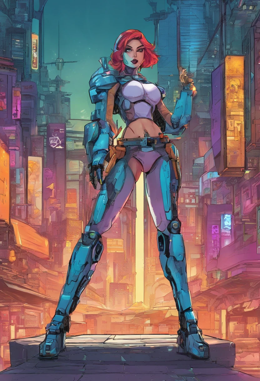 A sexy robot lady in cyberpunk style.8k