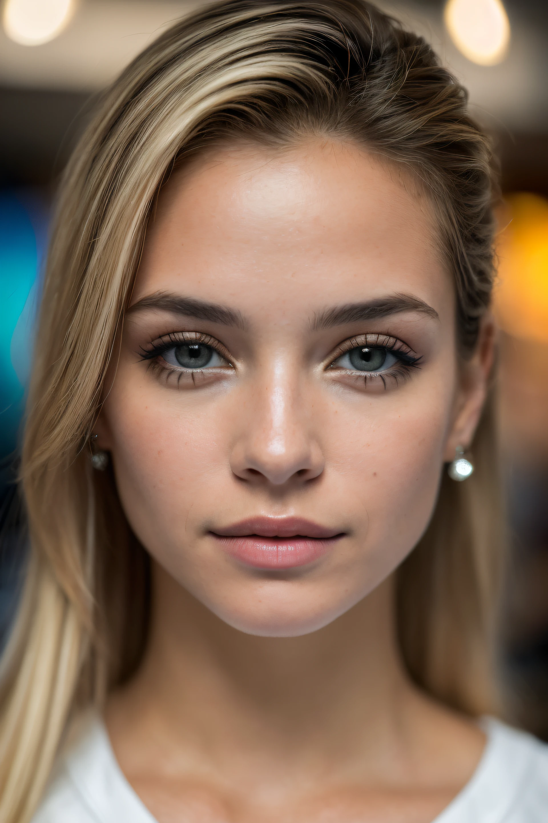 (Foto selfie, desde arriba: 1.4), (Retrato de medio cuerpo: 1.4), 24-year-old blonde (Mujer de ojos azules) caminando en un bar RAW uhd foto de retrato, pecho natural_b, Fondo de la ciudad por la noche, (vestido de sol amarillo), (grieta), Detallado (textura!, cabello!, brillar, Color!!, Defectos: 1.1), Ojos brillantes muy detallados, (Looking at camera), luz especular, DSLR, Calidad extrema, foco nítido, afilado, DOF, Film grain, (centrado), Fujifilm XT3, Cristalina, Centro del marco, cara linda, foco nítido, farola, Neon lights, Bokeh, (luz oscura), discreto, Noche, (cielo nocturno ) poros detallados de la piel, aceite Piel oscura, brown, Detalles oculares complejos