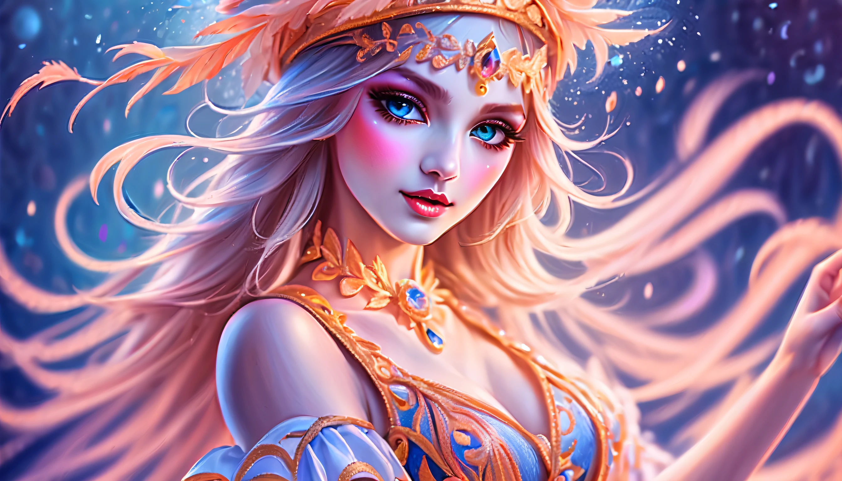 (((magician girl who dances with the wind and creates a magical atmosphere:1.3))), (((intricate white magician costume and hat:1.1))), heart flame working, snow flake pendulum a melancholic tune, depicts a world of beauty and sorrow, movements and ethereal beauty are shimmering bubbles to swirling spells magic, expert precision including intricate examples of undeniably amazing image quality and detailed design, amazing background detail, all captured in sharp focus, rendered in stunning 32k resolution, beautiful detailed glow, (ultimate quality of enchanting and ethereal:1.3), (((colored pencils illustration of intricate detailed:1.3))), (extremely insane delicate:1.3), (((highly quality:1.3))), tachism, (high contrast:1.2), absurd resolution, impeccable quality, highest quality, highly quality, best quality,
