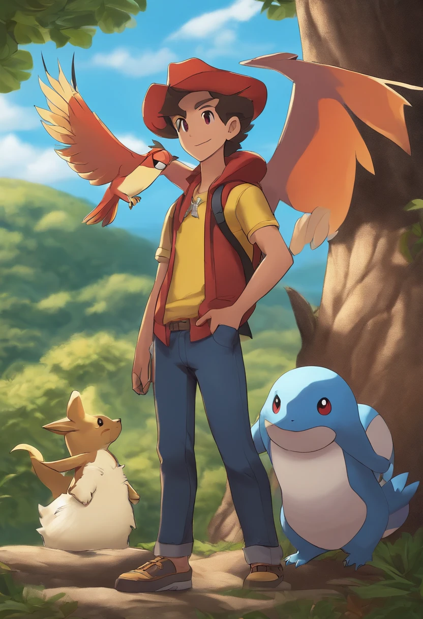 Jovem de 35 anos no estilo de personagem de pokemon