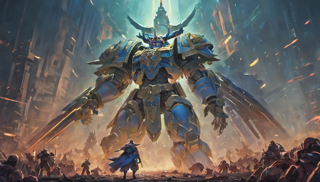 (best quality, highres, ultra-detailed), warhammer 40000 Space Marines in battle, (realistic:1.37), detailed power armor, intricate weapons, epic explosions, intense action, battle-worn armor, flying debris, smoke and fire, dynamic poses, vibrant colors, atmospheric lighting, sci-fi style, futuristic landscapes