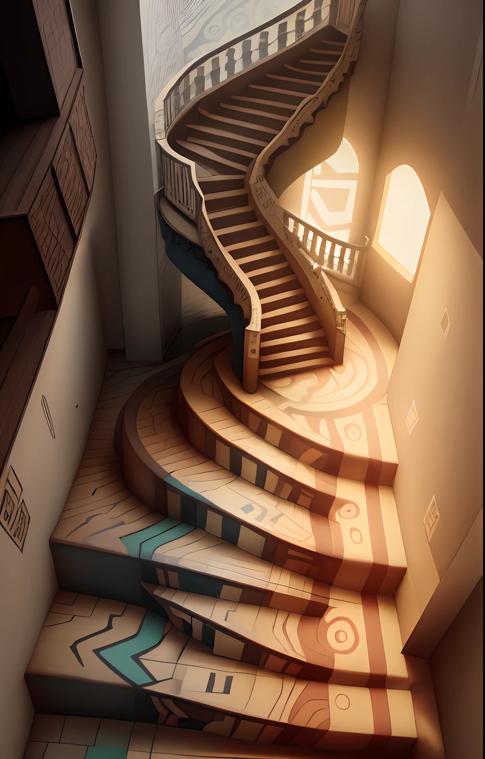 A black-and-white photograph of a man walking up the stairs, isometric staircase, impossible stairs, penrose stairs, stairs from hell to heaven, Isometric art, small steps leading down, Inspired by M. c. Escher, Inspired by M.c. Escher, isometric game, Inspired by MC Escher, Step onto the tower, stairways