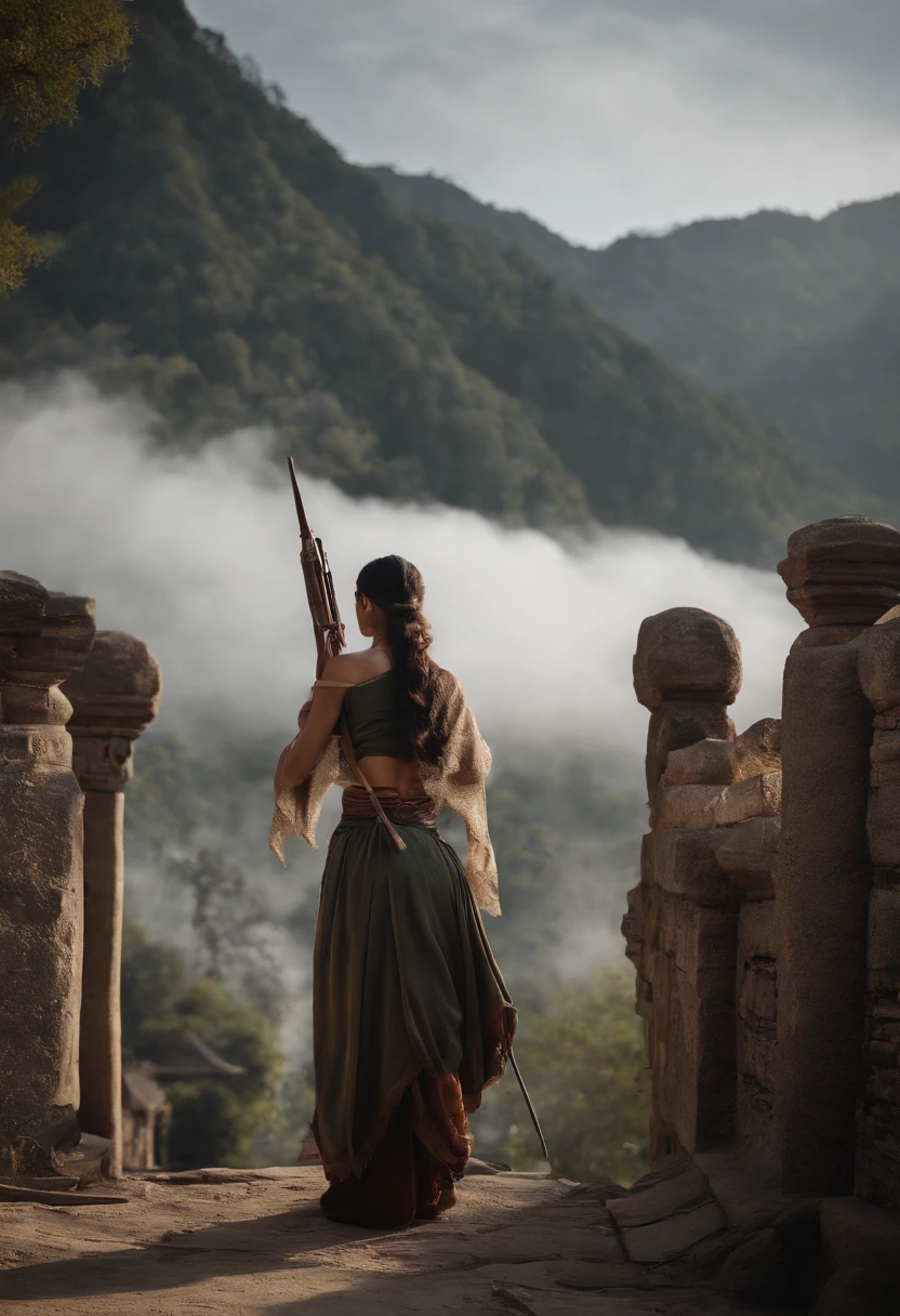 Best quality,masterpiece,ultra high res,(photorealistic:1.4),xiuxian,weapon,Detailed face,
1girl,solo,weapon,cleavage,(magic circle:1.2),xiuxian,upper body,Beautiful girl,full body,east asian architecture,sheath,architecture,