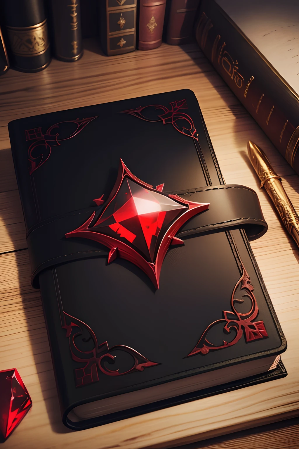 item, Black spell book with red gem