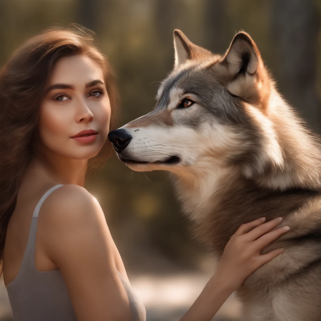 A giant wild gray wolf protects the beautiful girl
(Master parts: 1.5) (Fotorrealista: 1.1) (Bokeh) (Best quality) (The skin、pores、Detailed texture of hair: 1.1) (复杂) (8K) (hdr) (Wallpapers) (Cinematic lighting) (foco nítido )