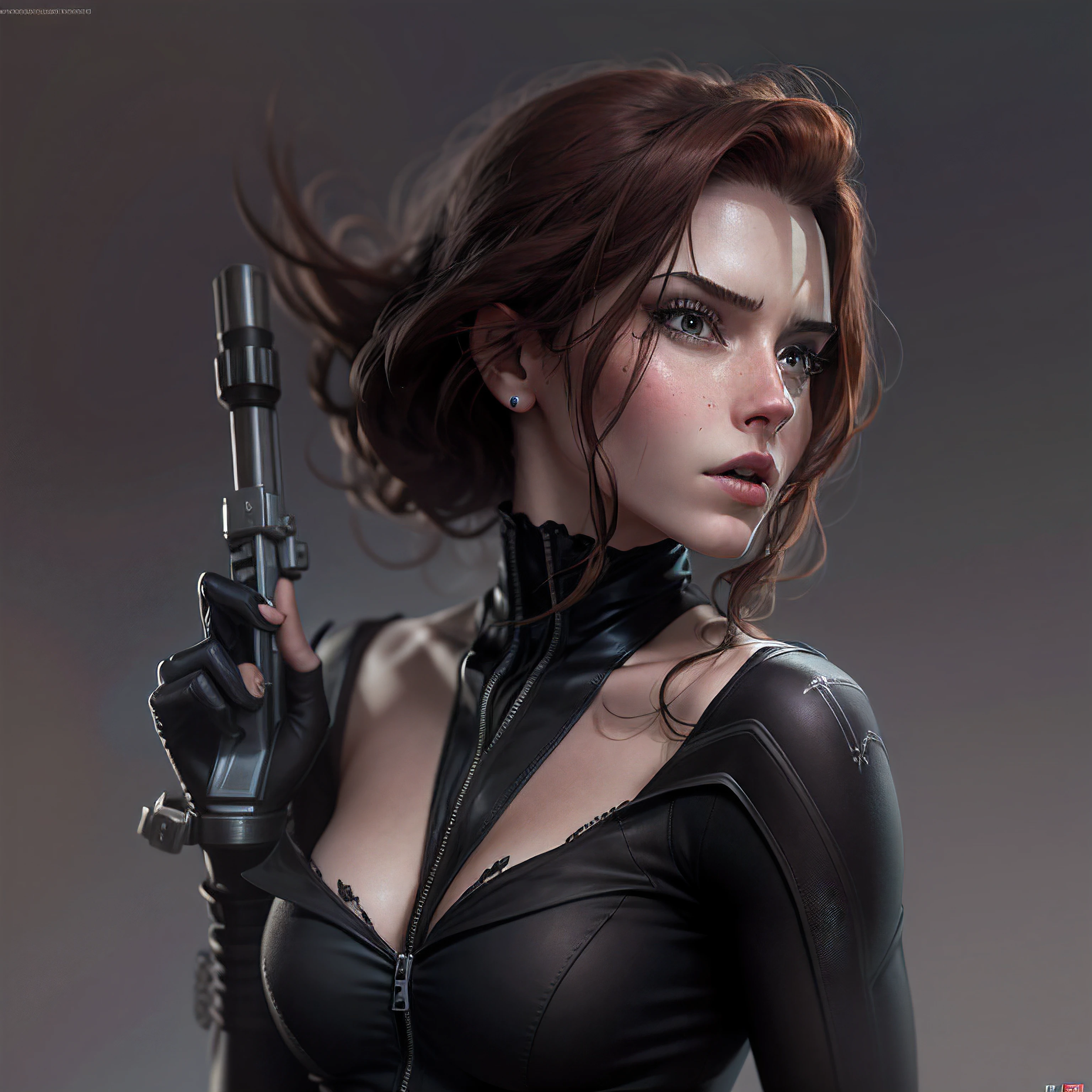 Create a realistic real version of the sexy naked black widow