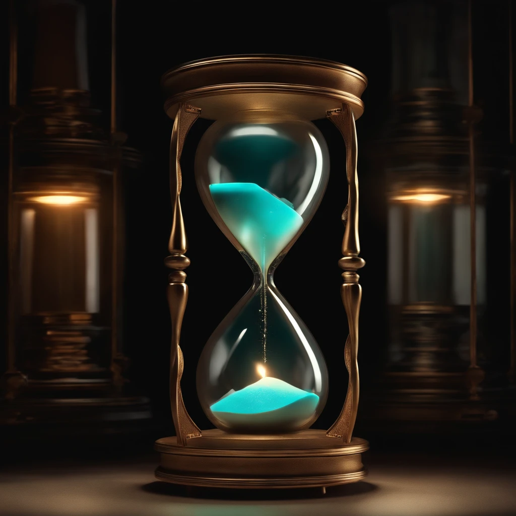 hourglass from the future broken with white lighting