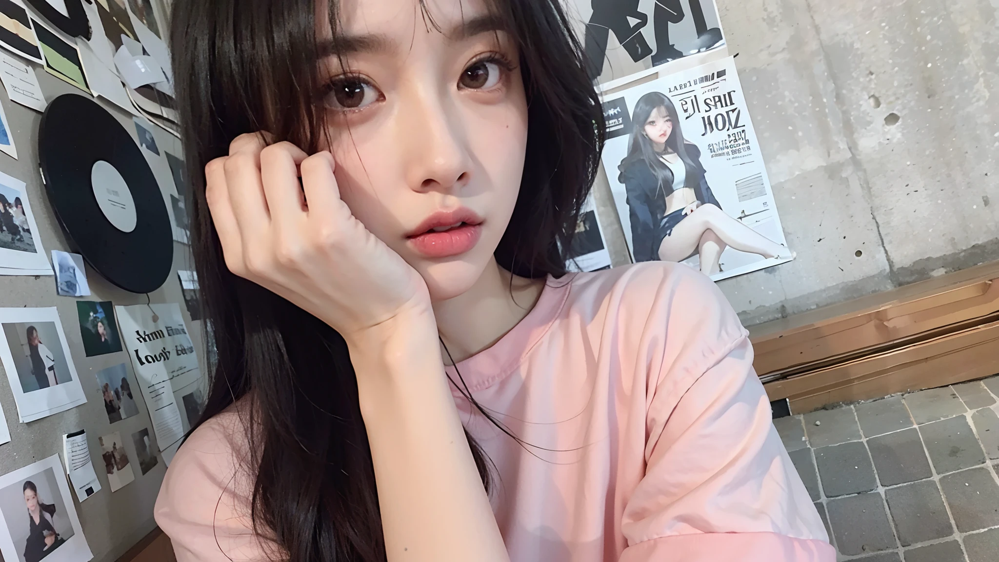 there is a woman with long black hair posing for a picture, ulzzang, jisoo from blackpink, portrait jisoo blackpink, jisoo of blackpink, artwork in the style of guweiz, photorealistic!!!!!!! art style, jinyoung shin, guweiz, korean girl, in the art style of bowater, heonhwa choe, portrait of female korean idol