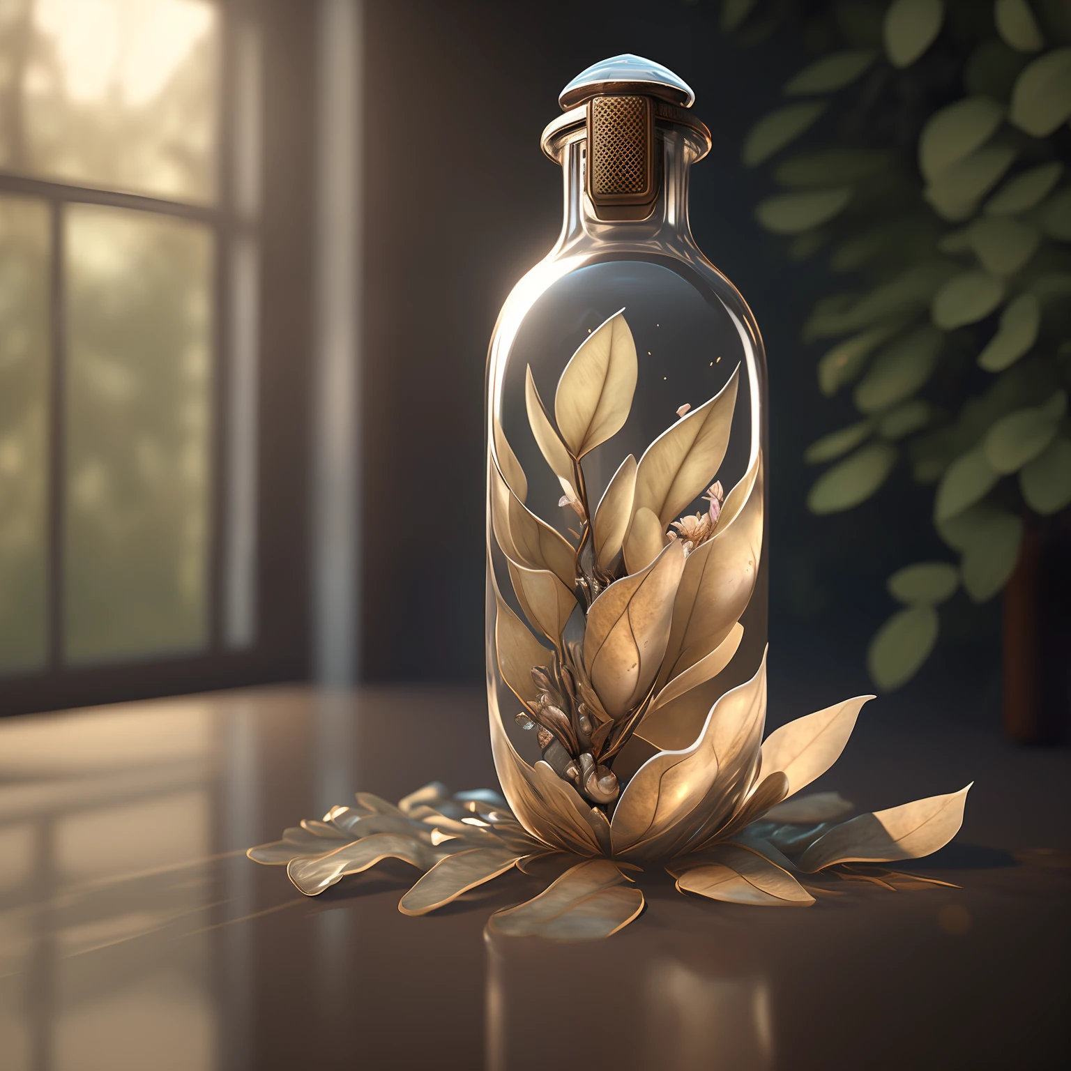 dreamlikeart magnolia in a bottle, opulent, realistic, photo, canon, colorfull leaves. hyperdetailed photorealism by greg rutkowski - h 1024 w 804 | f 1 6 lens mark 2:2 s 3555 mm film grain :1 lifelike high res sharp focus contrast!! intricate detailed atmospheric light refraction lighting unreal engine 5 cinematic concept photography masterpiece octane render trending at cgsociety rendered as