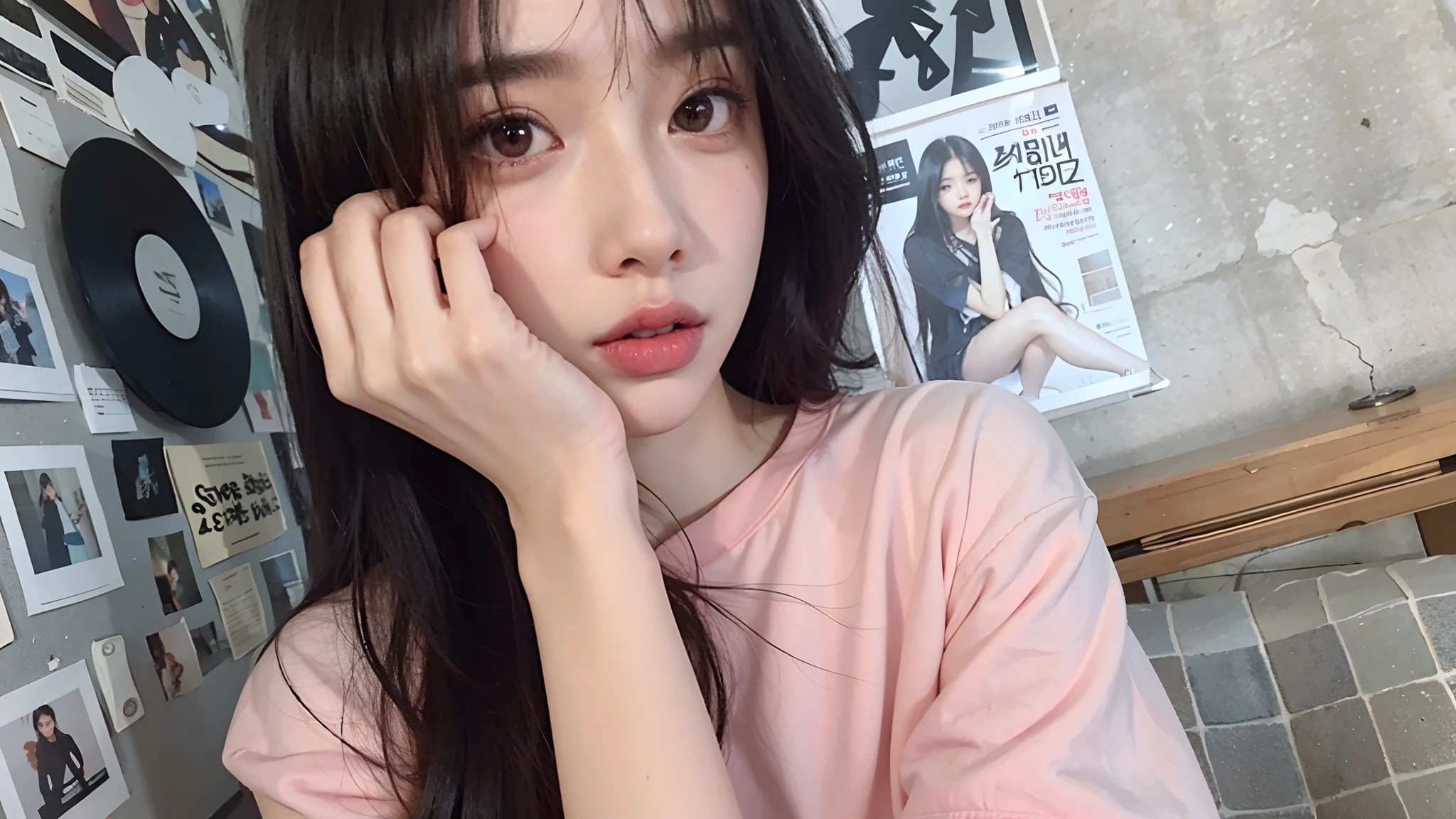 there is a woman with long black hair posing for a picture, ulzzang, jisoo from blackpink, portrait jisoo blackpink, jisoo of blackpink, artwork in the style of guweiz, photorealistic!!!!!!! art style, jinyoung shin, guweiz, korean girl, in the art style of bowater, heonhwa choe, portrait of female korean idol