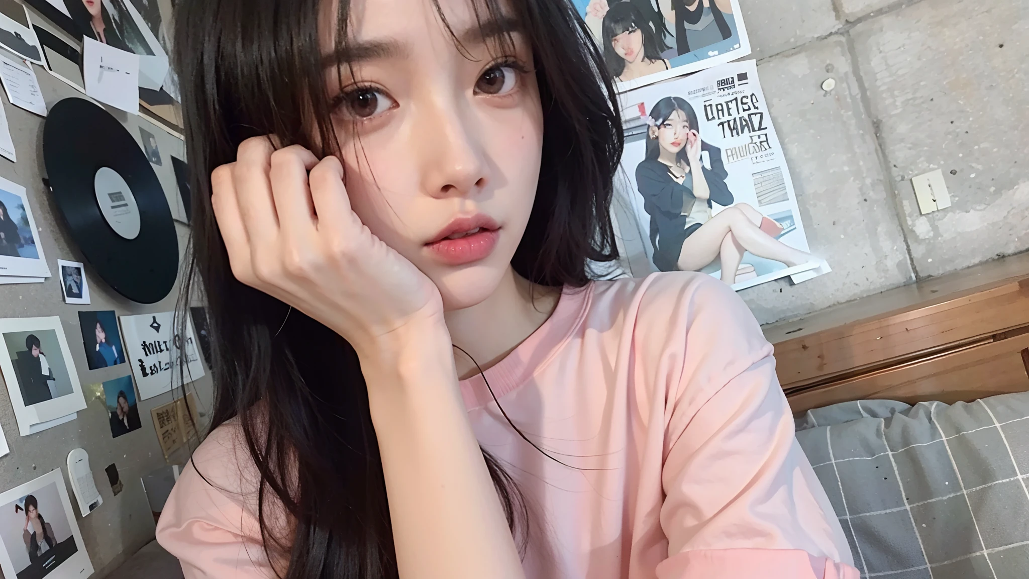 there is a woman with long black hair posing for a picture, ulzzang, jisoo from blackpink, portrait jisoo blackpink, jisoo of blackpink, artwork in the style of guweiz, photorealistic!!!!!!! art style, jinyoung shin, guweiz, korean girl, in the art style of bowater, heonhwa choe, portrait of female korean idol