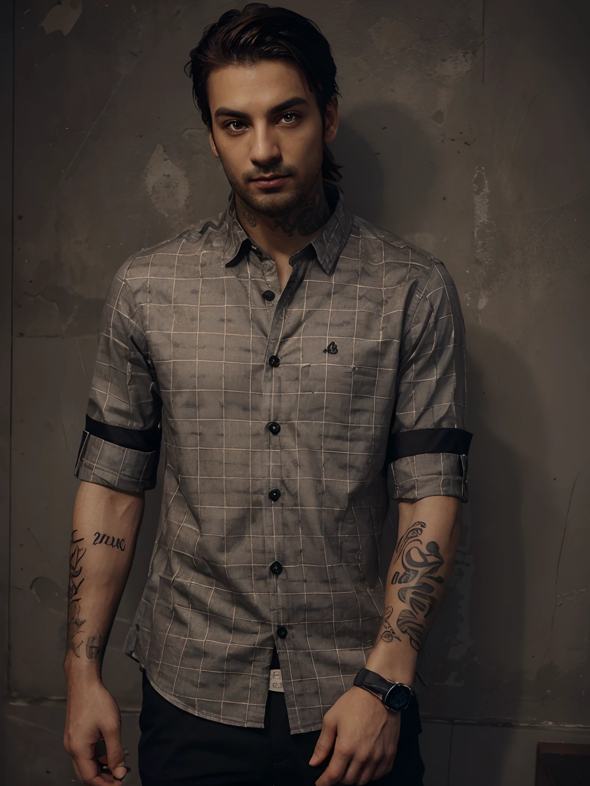 Change shirt color apply goggle with h wrist watch with tattoo ,ultra realistic nd 8k