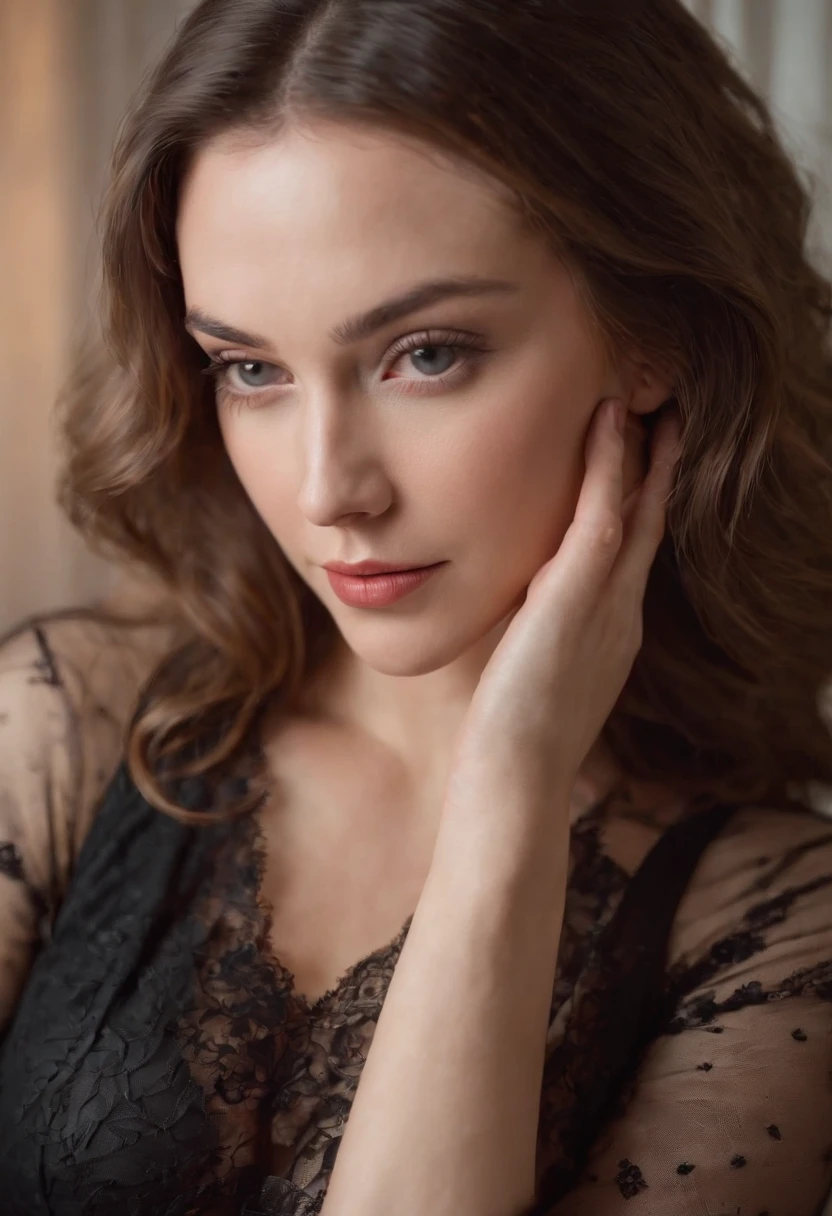 NSFW - soft, warm photograph of beautiful woman in boudoir studio photo session