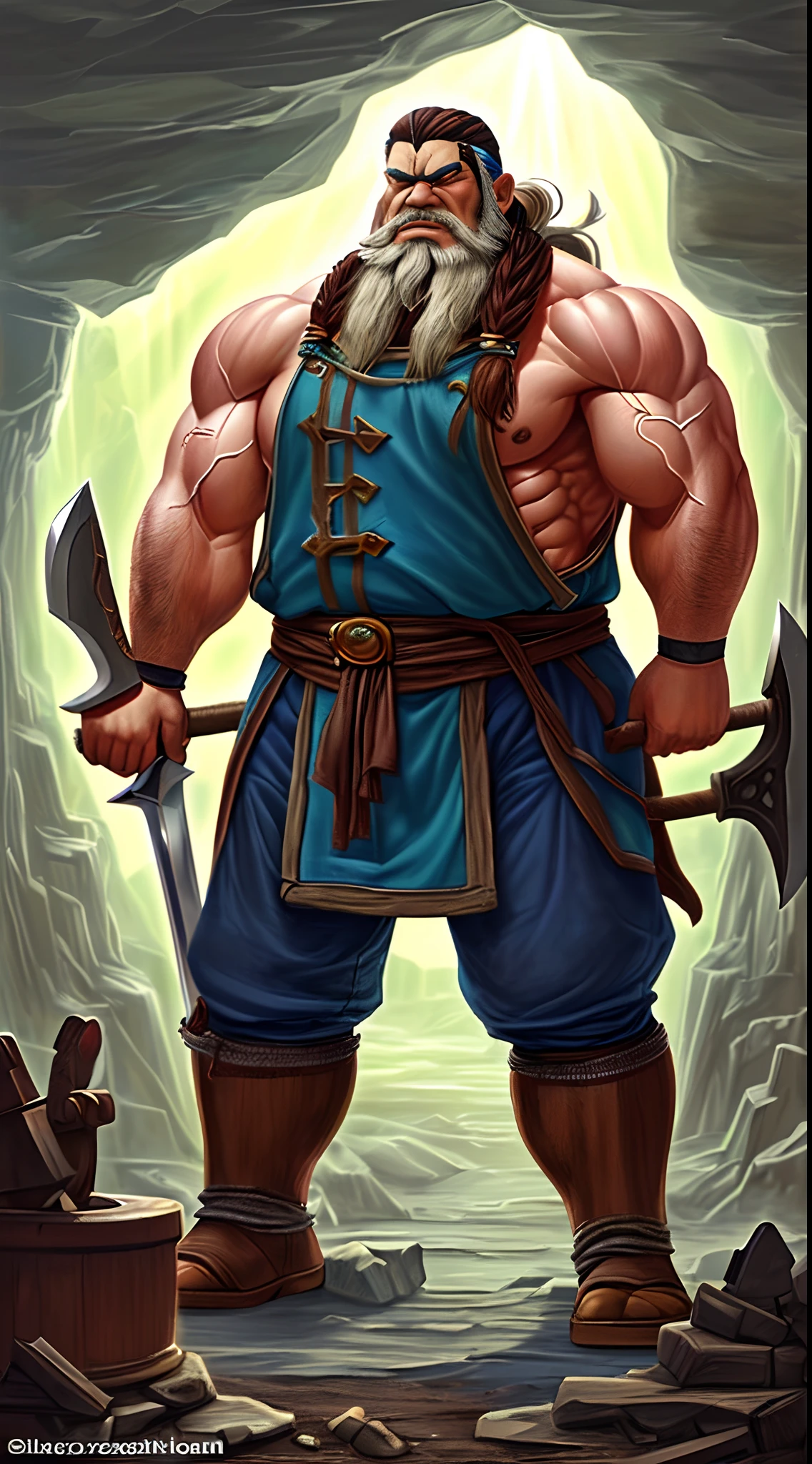 (1man, obelix, fat, mustache, readhead, twin braids, big nose, black eyes), (extremely detailed CG unit 8k wallpaper),(master part), (best quality), (ultra detail), (best illustration),(style of Dan Mumford), cowboy shot, (Sharp eyeliner, ombre, detail eyes:1), dark viking dungeon interiors background, ,break , (ancient viking), upper body,