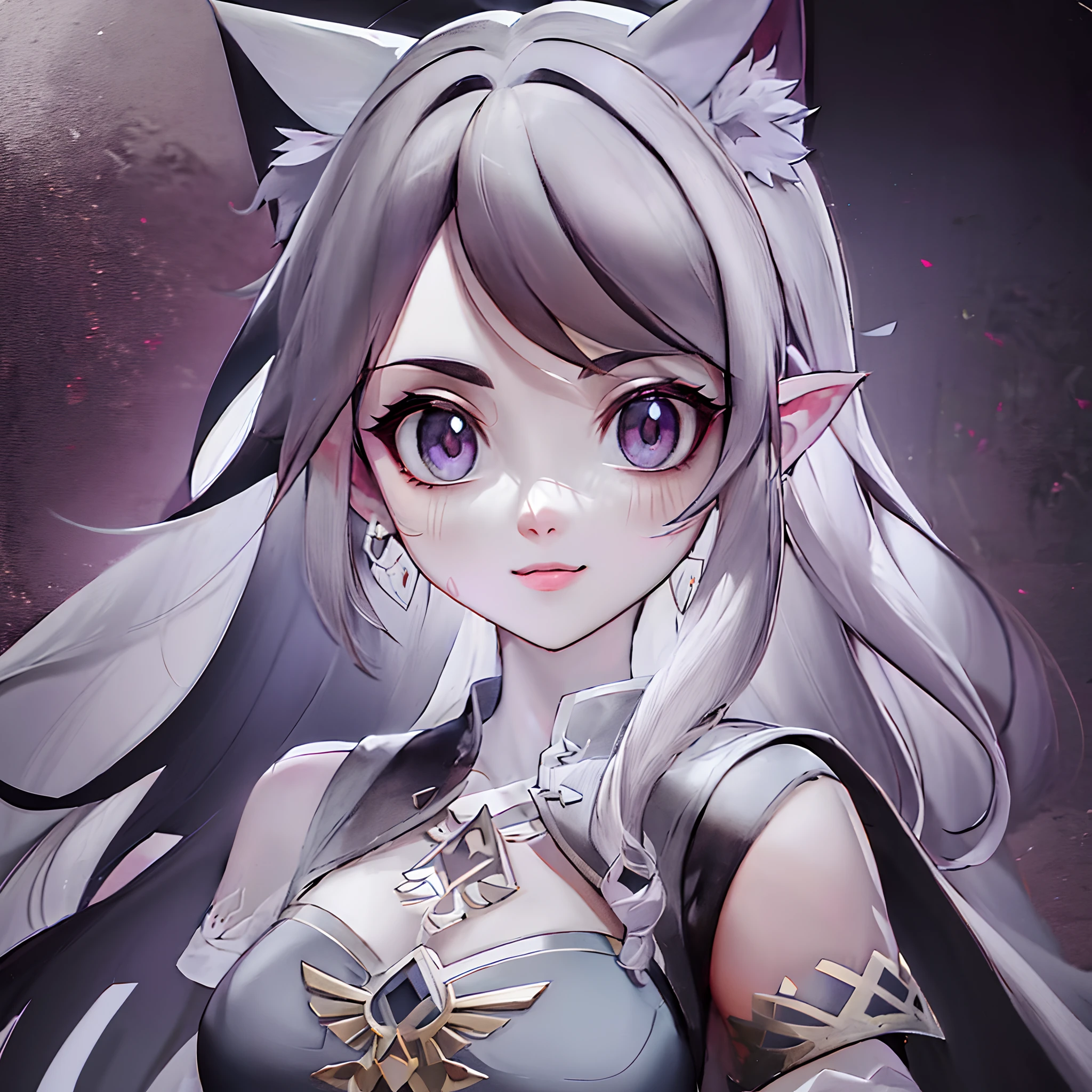 (((robe blanche)))Anime girl with white hair and cat ears wearing, portrait of zelda, portrait knights of zodiac girl, beautiful anime catgirl, Detailed Digital Anime Art, detailed anime character art, very detailed Artgerm, cute anime catgirl, Official Character Art, anime character art, game art!!, High quality anime art style, she has elf ears and gold eyes、a smile