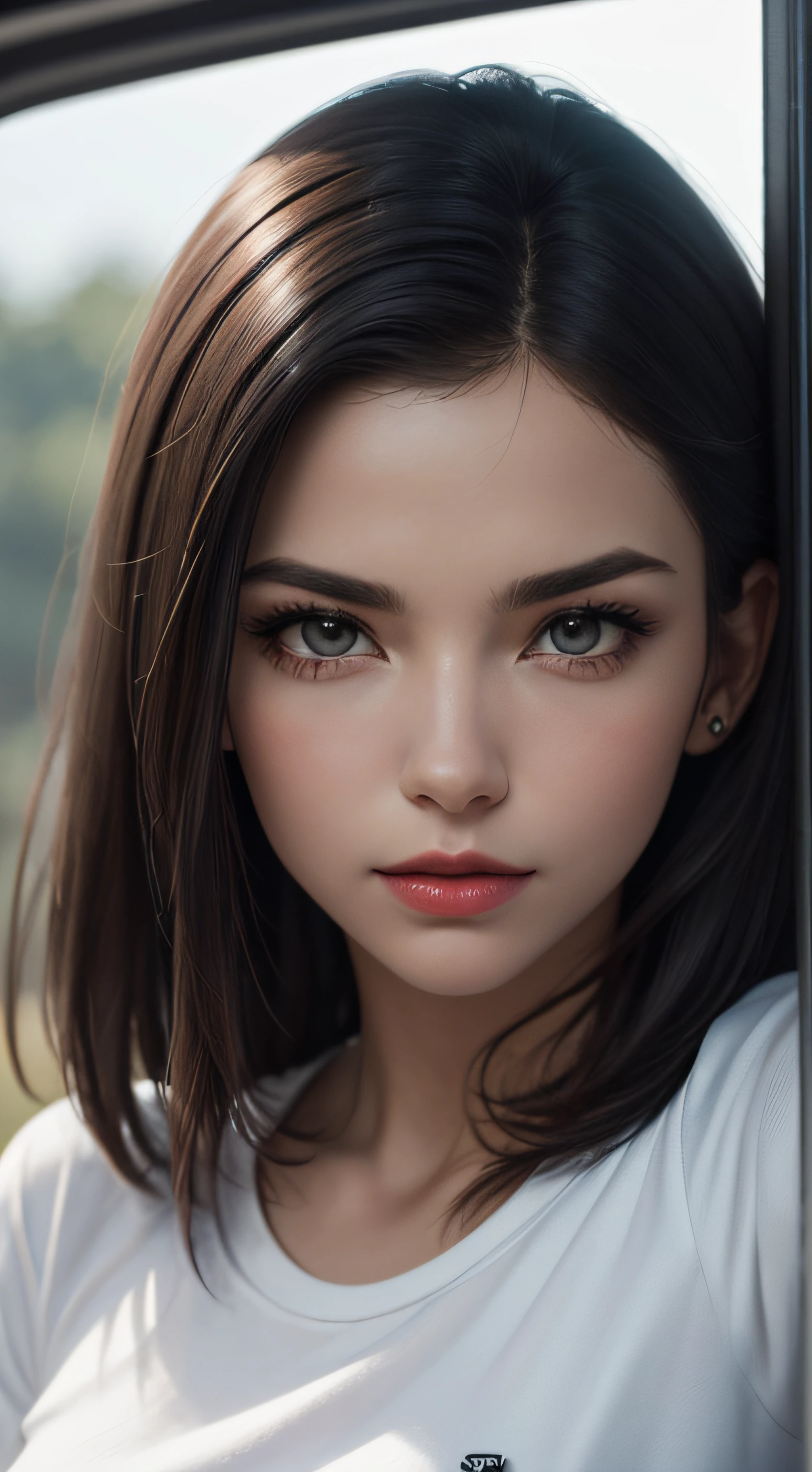 fotografiagrafia crua, ultra-detalhado fotografiarrealista, hiper-realista, anatomic, elegante, Estilo HR Giger, Estilo Joe Benitez, 8k, melhor qualidade, obra prima, extremamente delicado e lindo, extremamente detalhado, (realista, fotografiarrealista:1.37), incrivelmente absurdos, His posture is confident and determined, reflecting the courage and determination that make her such a captivating character. analogue style, Modelo estilo de tiro, Retrato RAW de 1girl, pele clara, white hair, cabelos brancos longos, skinny girl, slender girl, small breats, athletic, defined muscles, white cotton t-shirt, foco no rosto, ((beautiful face: 1.7, rosto perfeito:1.3)), (de cima:1.2), maquiagem escura sobre os olhos, red-lips, olhos realistas, olhos azuis, blue irises, a faint enigmatic smile, dedos realisticos, 5 dedos, melhor qualidade, epics (fotografia, Sony A7, 50 millimeters, Casais:1.5, cores, hiperdetalhado:1.5, filmic grain:1.4, hiper-realista: 1.5), textura realista hiper-realista, master part, Motor Unreal 5, extremamente detalhado CG unidade 8k papel de parede, Foto loucamente detalhada.