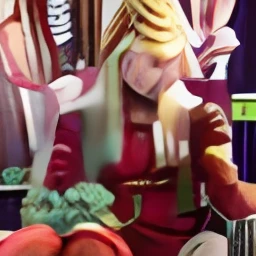 Desperate to pee, massive ass, massive thighs, female, blonde, blushing, holding pee, realistic, extreme bladder bulge, drinking tea