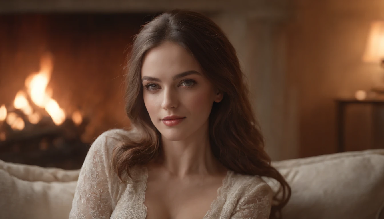 NSFW, NUDE, (full body,best quality,4k,8k,highres,masterpiece:1.2),ultra-detailed,(realistic,photorealistic,photo-realistic:1.37),NSFW,portrait,soft,warm,beautiful woman,boudoir photo session,relaxing on a sofa,cozy fireplace,dim lighting,cozy environment