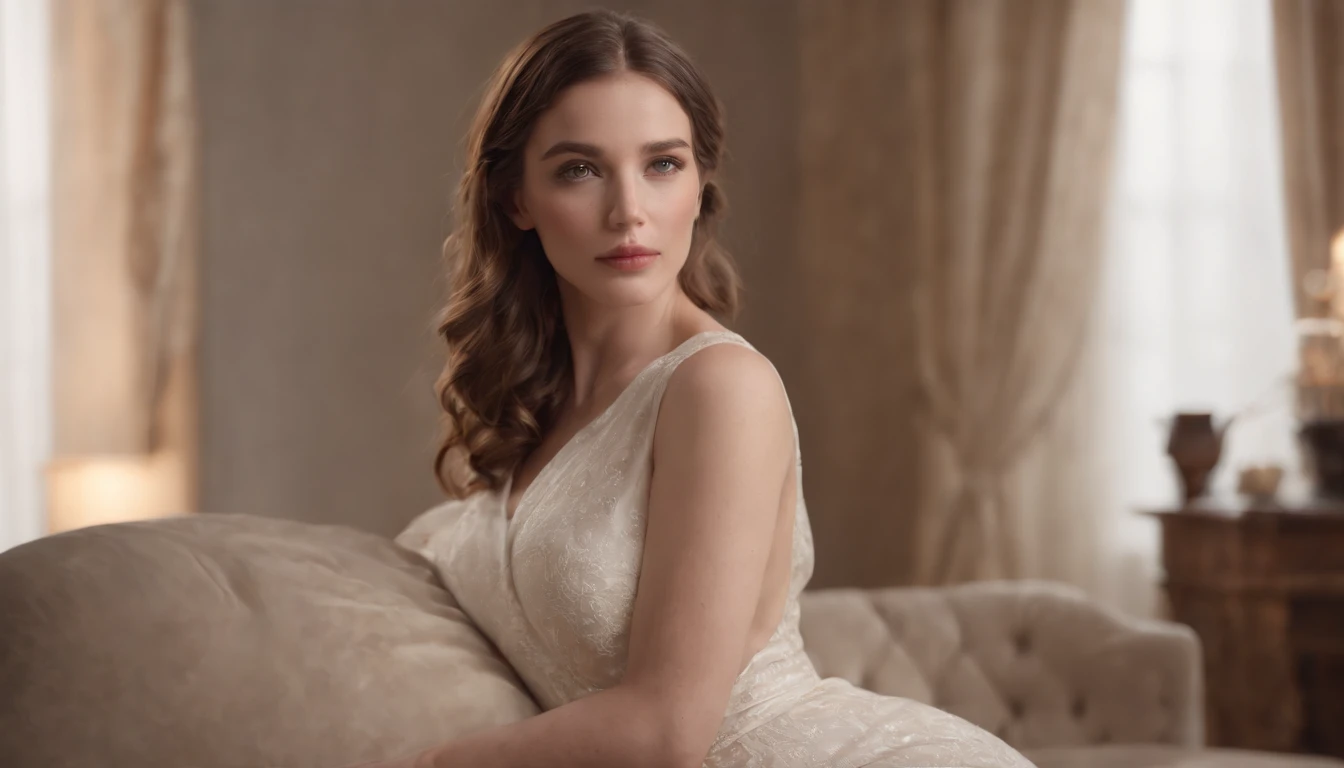(best quality,4k,8k,highres,masterpiece:1.2),ultra-detailed,(realistic,photorealistic,photo-realistic:1.37),boudoir photography,soft lighting,beautiful woman,full-length shot,warm color tones,cozy fireplace,relaxing on a sofa,warm and inviting ambiance,sofa placement in foreground,sensual atmosphere,gently dimmed lighting,romantic mood,soft and delicate features,carefully composed shot,body language expressing comfort and ease,subtle warmth spreading across the image,gentle glow of the fireplace as the main light source,soft shadows accentuating the curves and contours,silky fabrics in the background,beautifully styled hair and makeup,subtle and natural expressions,comfortable and intimate setting,artistic sensuality,subdued color palette,romantic and inviting composition,implied elegance and sophistication,alluring charm and grace.