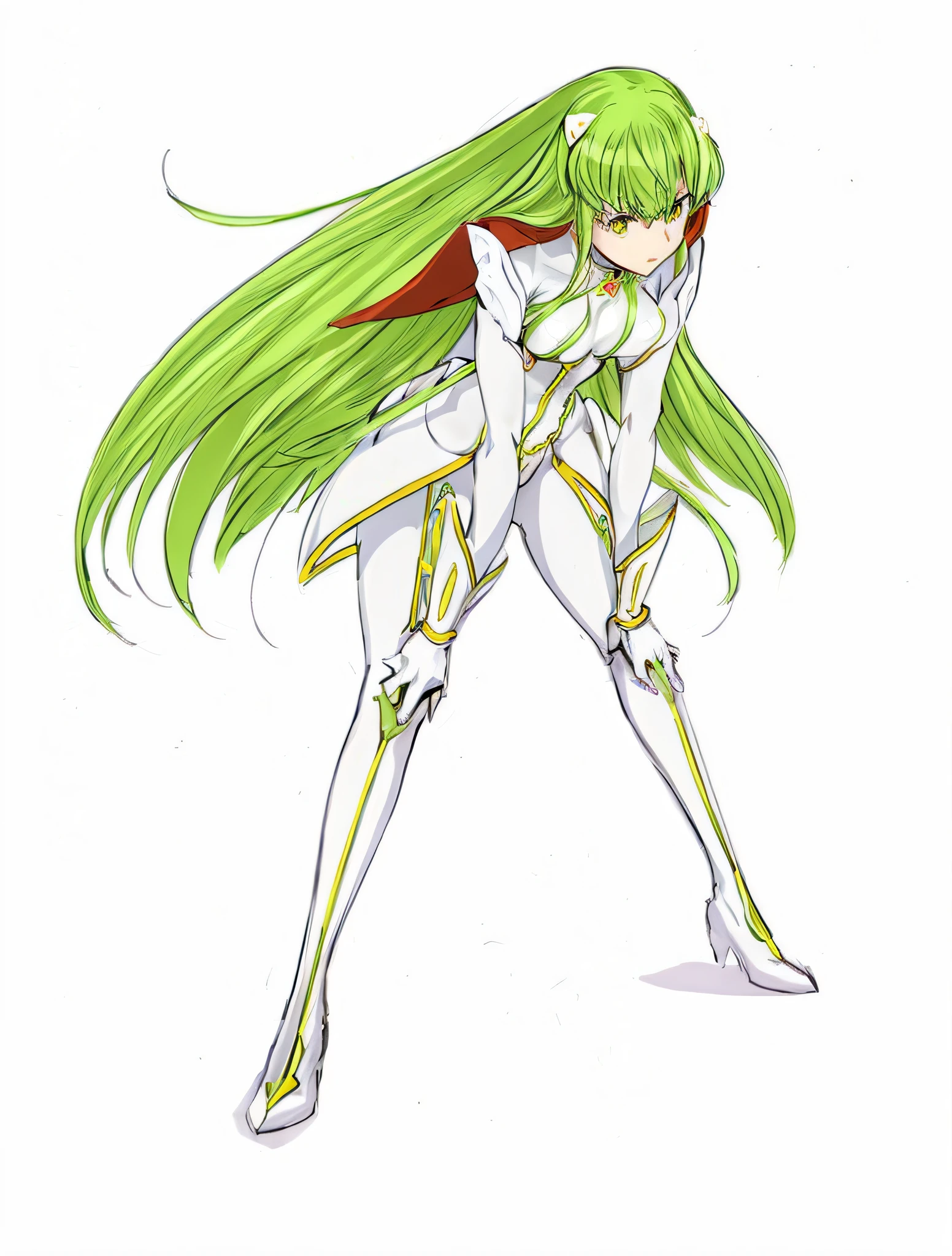 anime girl with long green hair and white bodysuit, knights of zodiac girl, portrait knights of zodiac girl, gainax anime style, code geass, in opal armor, studio gainax illustration, full body zenkai! asuka suit, evangelionic illustration, studio gainax art, best anime character design, inspired by Hiromu Arakawa, anime woman fullbody art