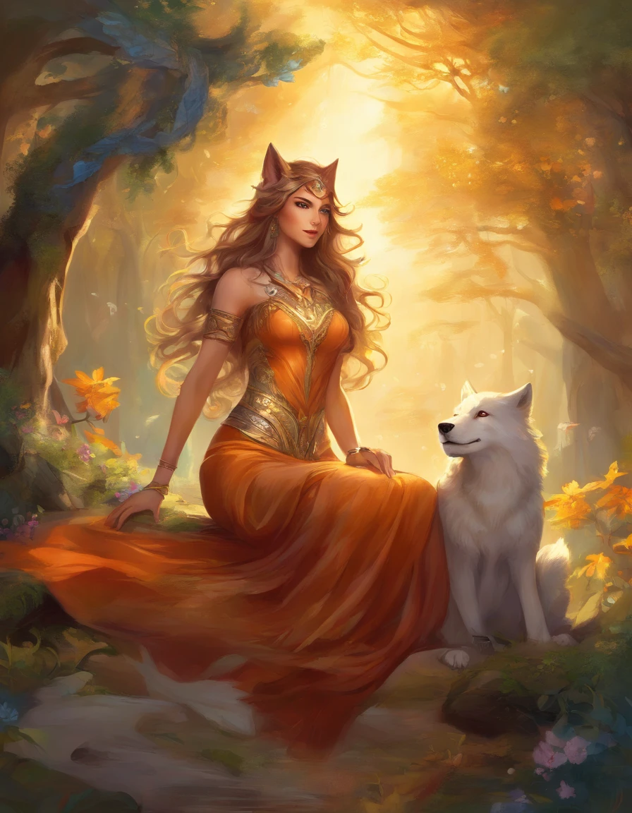 masterpiece, best quality, detailed, happy lighting, female, smiling, facing viewer, canine, wolf, hair, large breasts, huge breasts, golden eyes, wide hips, sexy pose, long tail, a shortstack anthro girl, sexy clothes, sitting, legs open, legs wide open