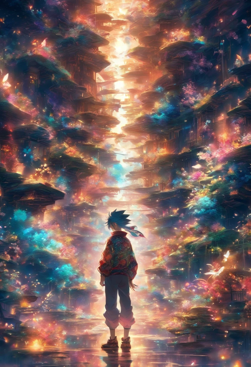 detailed texture, vibrant colors, surreal lighting, dreamlike atmosphere, intricate patterns, abstract composition, harmonious balance, mysterious narrative, infinite depth, endless possibilities, mesmerizing aesthetics, transcendent experience, immersive journey, visual poetry, surrealism.