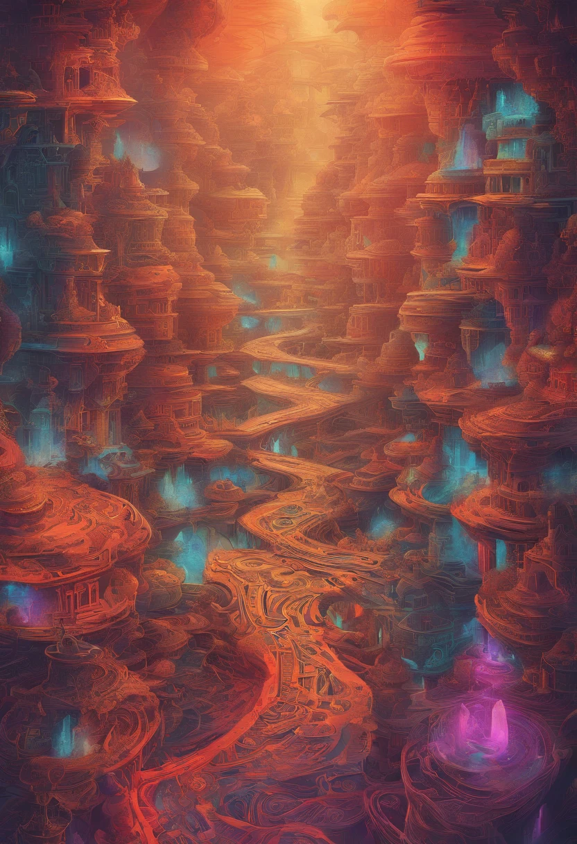 detailed texture, vibrant colors, surreal lighting, dreamlike atmosphere, intricate patterns, abstract composition, harmonious balance, mysterious narrative, infinite depth, endless possibilities, mesmerizing aesthetics, transcendent experience, immersive journey, visual poetry, surrealism.