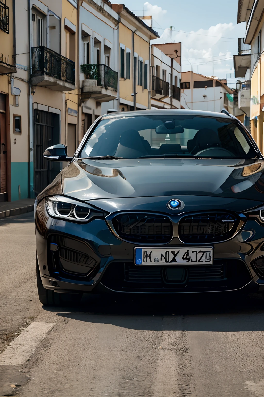 Make a car 
 Model x1, BMW, branca
 no centro da cidade de Teixeira de Freitas-Bahia
 Carro esta parado
Ultra Realista, 8k, fullhd