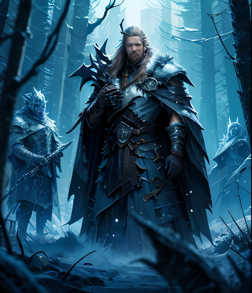 A handsome lich king surrounded by overgrowth