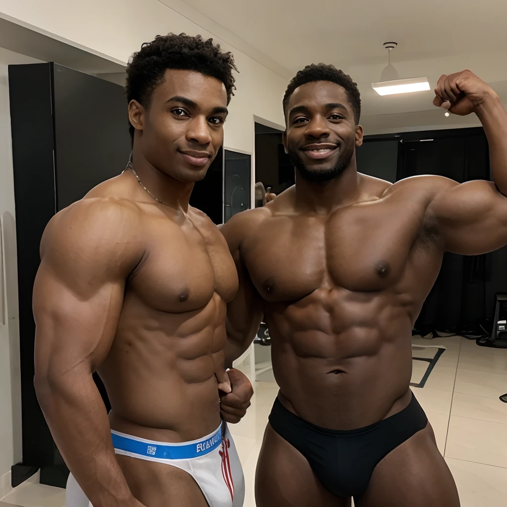 Homem negro bodybuilding com pau grande e duro