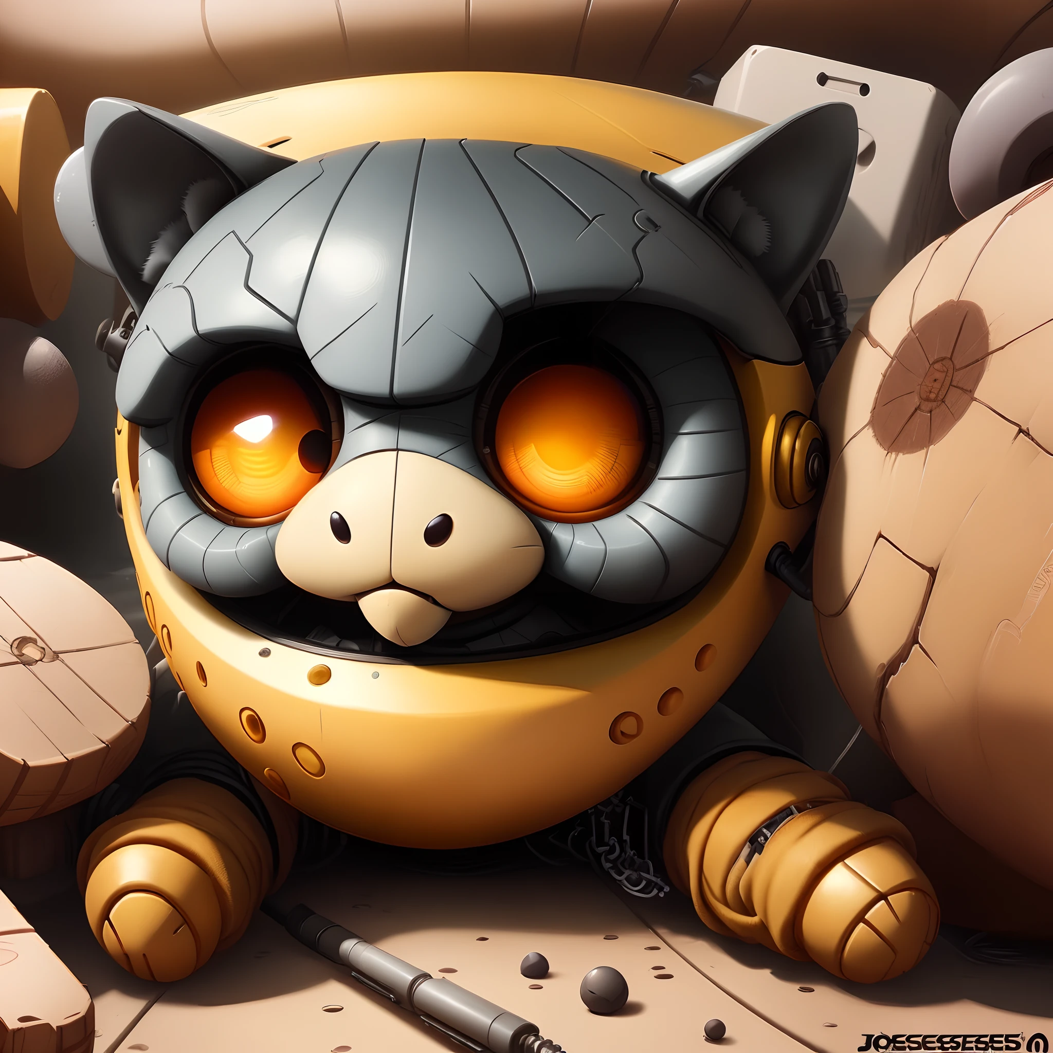Cute Brain, desenho animado, jogando videogame, fundo amarelo