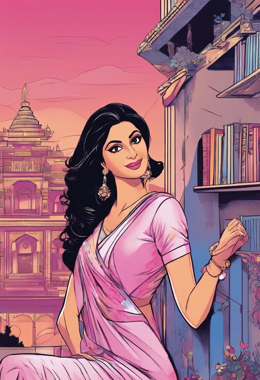 Renowned Indian actress sridevi kapoor at the age of 40 wearing a provocative pink saree is copulating with a man in black suit at his office cabin,(full body image),(navel visible),(cleavage),(NSFW:1.3)