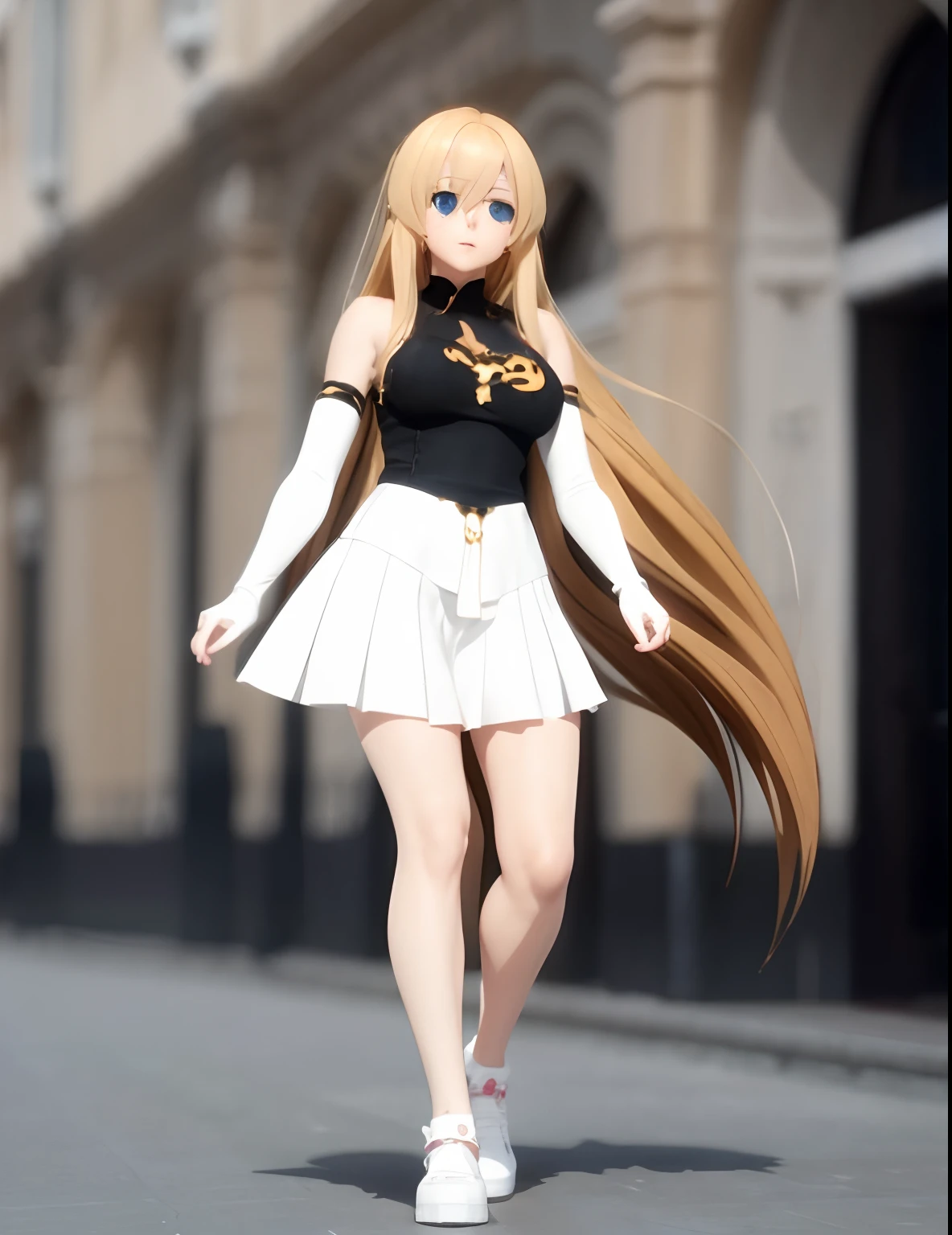 realisticlying、女の子 1 人、a blond、Longhaire、Twin-tailed、radiant eyes、((Wet T-shirt)), pointed Nipple、((leather pant))、Taken from the front, ((Put your hands on your hips))