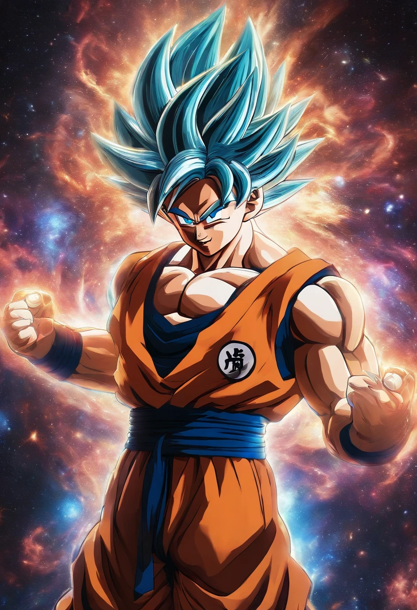 goku cosmique, Des yeux clairs brillants, Biomechanical, odd, flippant, cauchemardesque, Very bright colors, Light particles, with bright light, Mshiff, Art du papier peint, UHD wallpaper