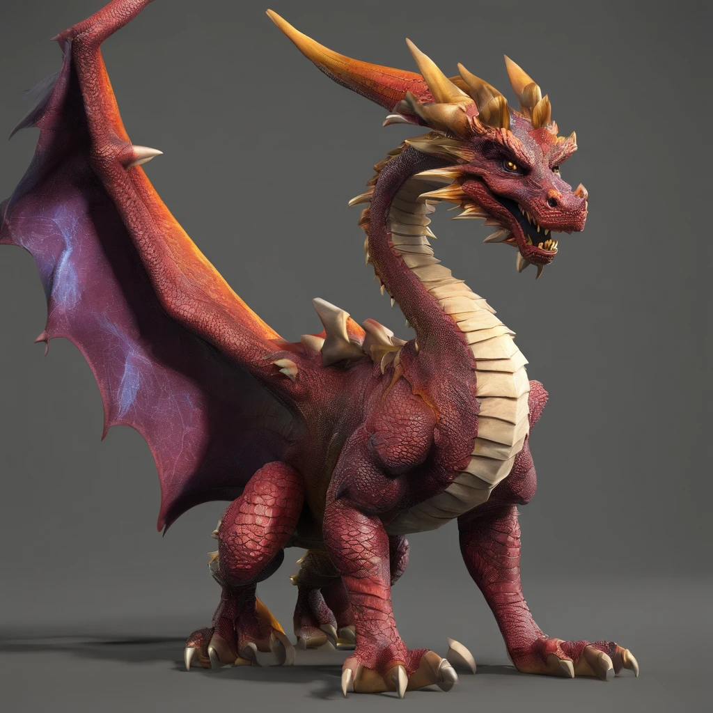 low poly cartoon drawing red dragon --auto --s2