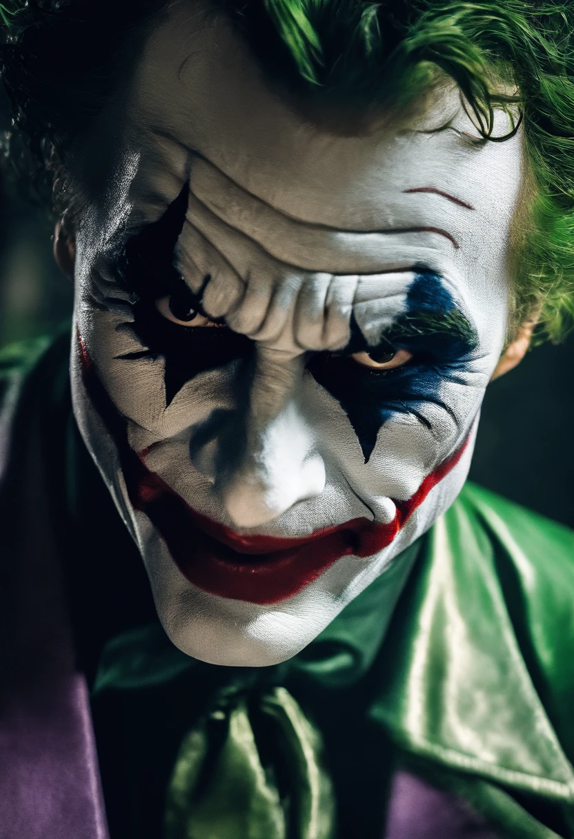 A close-up of the Joker's face, Details of each part, 4K photo,