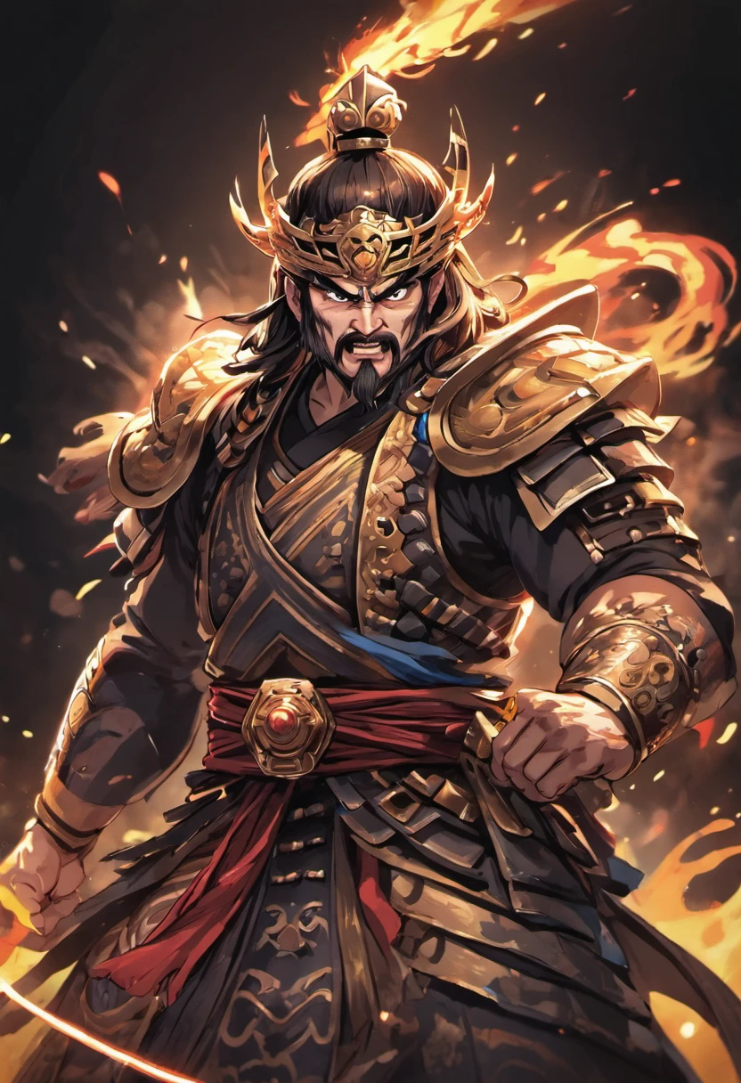 three kingdom, Cao Cao,A meticulous face,Clear face,Full body like,Shogun,with black background, High picture quality,tmasterpiece,best qualtiy,超高分辨率