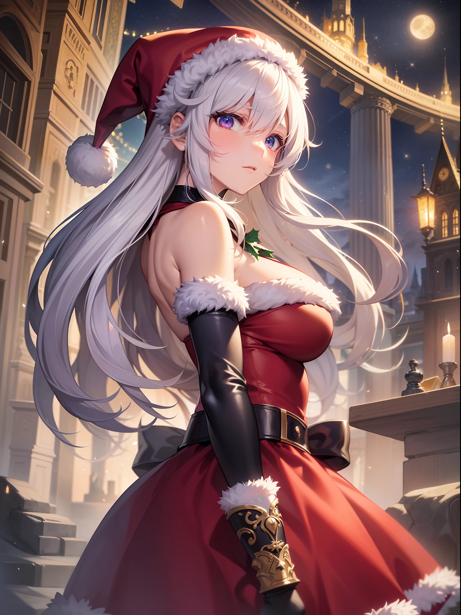 ((Finest quality)),(超A high resolution),(ultra-detailliert),((Best Anime)),sharpnes,vivid:1.1,Fantasy art with astounding depictions, (One Female Santa Claus)
