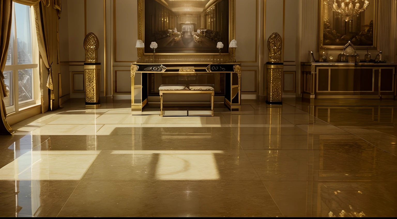 Golden Lounge,Luxurious interior,Golden Statue
