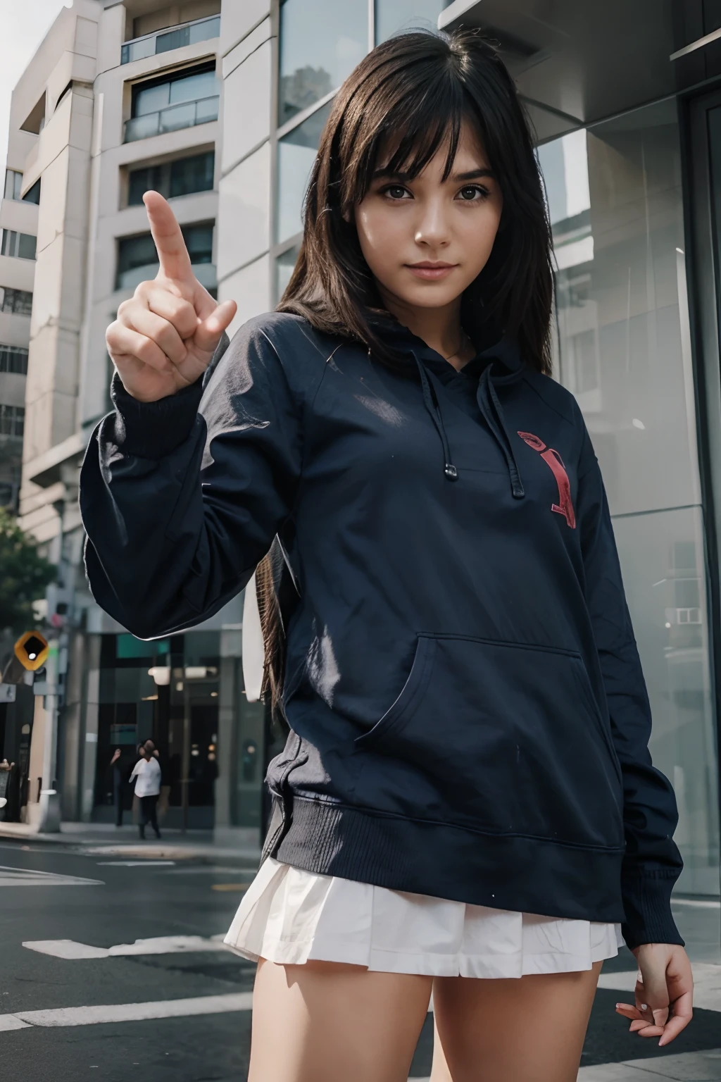 girl pointing finger