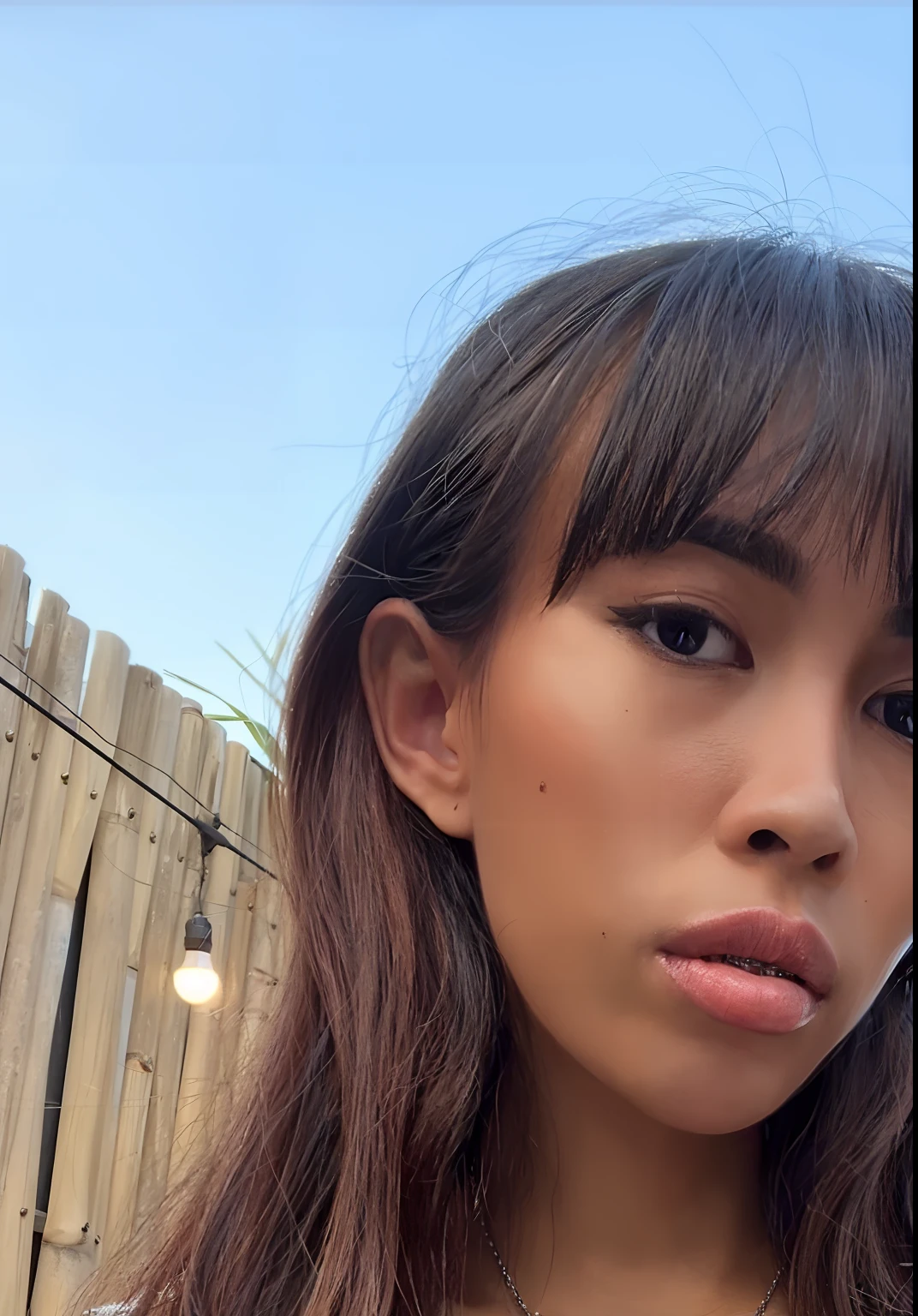 there is a woman sitting at a table with a plate of food, with bangs, nivanh chanthara, neat hair with bangs, basia tran, with long hair, mai anh tran, profile image, brown hair with bangs, selfie of a young woman, brown hair and bangs, ayahausca, a young asian woman