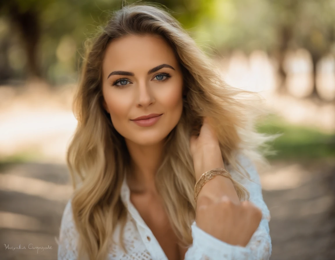 (Selfie, Vista superior: 1.4), A bit of distance from the camera, (mitad recta del cuerpo: 1.4), RAW UHD portrait photo of a 23-year-old blonde (Mujer de ojos azules) In a park during the day, (pantalones casuales), (escote), Detalles (Texturas! , cabello! , brillar, Color!! , Desventajas: 1.1), ojos brillantes con alto detalle (Looking at the camera), SLR lighting, SLR camera, Ultra calidad, agudeza, Profundidad de campo, Film grain (centro), Fujifilm XT3, Cristalina, Centro del marco, Cara hermosa, foco nítido, poros detallados de la piel, piel grasa, quemadura, Detalles oculares complejos, cuerpo completo, fuller lips