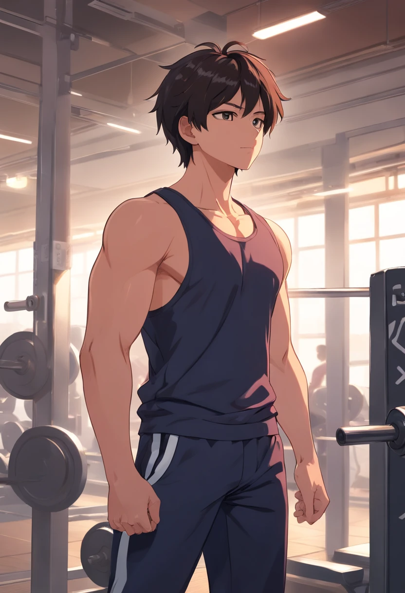 ((((Yuijiro Hanma))), Masculino, cabelos vermelhos, black pant, demon back, costas extremamente musculosas e definidas, foco em suas costas, in a bodybuilding gym, anime, Baba,