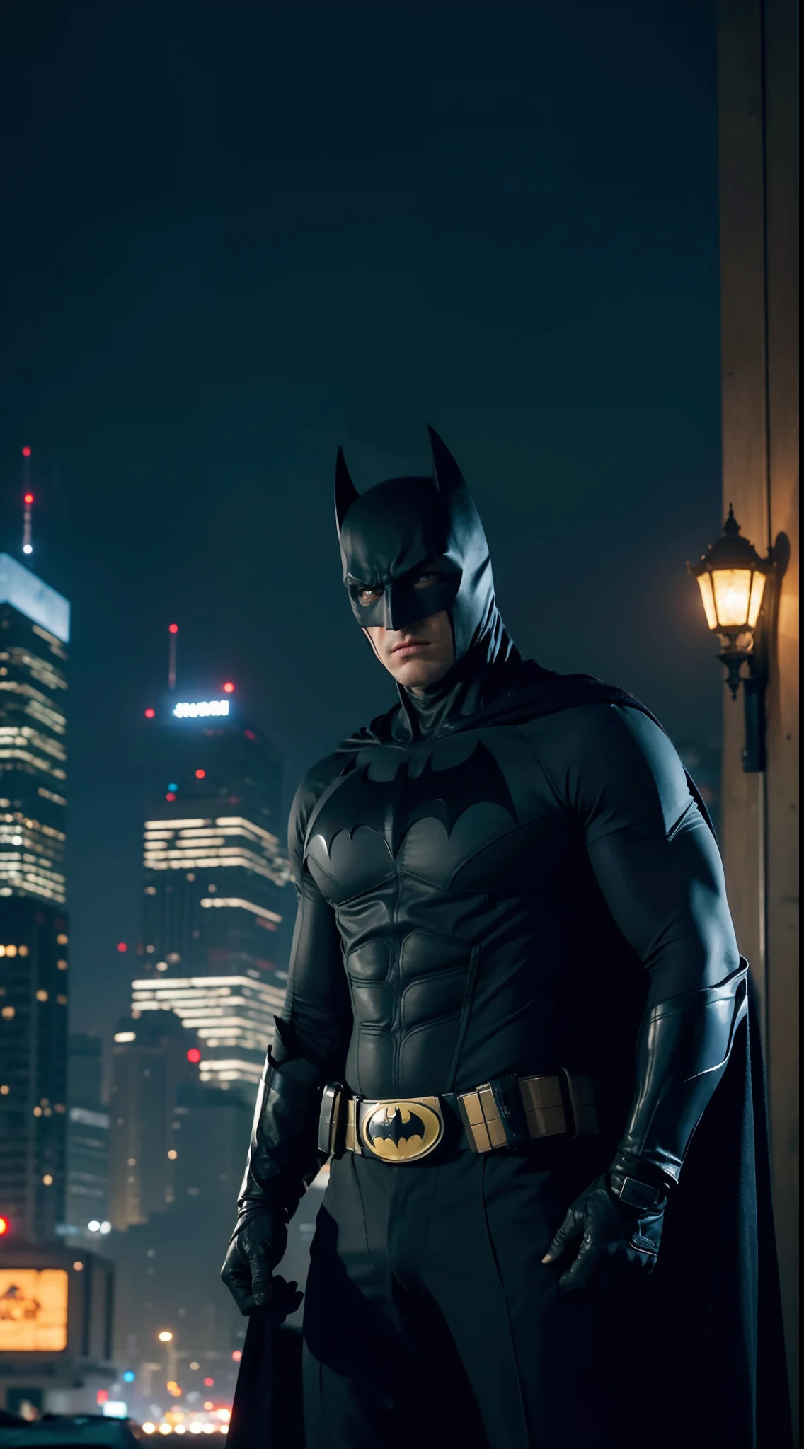 Sure! Here are some additional details to enhance the image:
The wallpaper depicts a nighttime cityscape as the backdrop, with tall buildings and a dark, moody atmosphere. Batman, dressed as a police officer, stands tall and vigilant in the center of the image. He is wearing a black and blue police uniform, complete with a badge and utility belt. His iconic bat symbol is emblazoned on his chest, indicating his dual role as Batman and a police officer.
Batman's cape billows behind him, adding a sense of movement and dynamism to the image. His gloved hands rest confidently on his hips, ready to take action at a moment's notice. The street below him is illuminated by the glow of streetlights, casting a dramatic shadow that adds to the overall intensity of the scene.
In the background, you can see the silhouette of Gotham City's skyline, with its towering skyscrapers and a few scattered lights in the windows. The city appears to be in a state of unrest, with the suggestion of danger lurking around every corner.
Overall, the wallpaper captures Batman's dedication to justice and his commitment to protecting the city, even as he assumes the role of a police officer.
