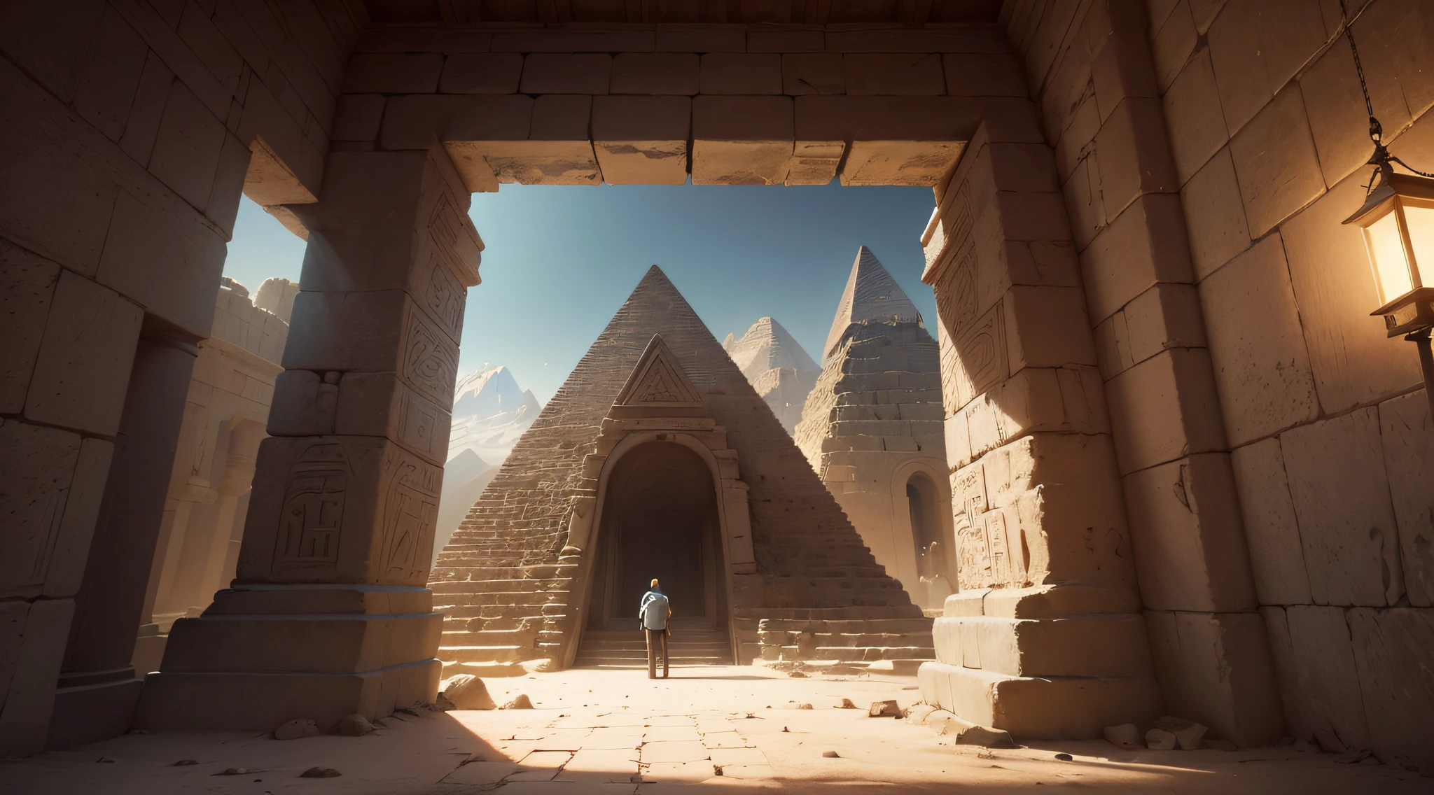 (master part, high resolution:1.4), (Photo of a 19th-century British explorer inside a pyramid:1.2), (Sony Alpha 1 camera, Known for capturing exceptional detail in low light conditions:1.2), (emparelhado com o Sony FE 24-70mm f/2.8 lentes GM para nitidez, atmospheric photography:1.2), (The explorer standing in a dimly lit chamber of the pyramid:1.1), (the only source of light coming from the torch he holds in his hand:1.3), (Sony Alpha 1 camera capturing the subtle play of light and shadows on the old camera:1.2), (The explorer's costume reflects the fashion of the 19th century:1.1), (His adventurous spirit evident in his confident posture:1.1), (The ancient stone walls of the pyramid adorned with mysterious hieroglyphics:1.1), (The lantern revealing the intricate carvings and symbols on the wide wall:1.1), (The hieroglyphics telling stories of a distant civilization:1.1), (faint traces of color still visible in some of the ancient symbols:1.1), (A sense of wonder and wonder emanating from the explorer as he deciphers ancient writing:1.1), (The pyramidal chamber filled with an air of ancient mystery and history:1.1), (An image that transports viewers back to the exploration and discovery of ancient civilizations:1.1), (The high-resolution photo ensuring every detail, from the explorer's expression to the intricate engravings of the hieroglyphics, is preserved:1.1), (An image that evokes the spirit of adventure and curiosity of a 19th-century explorer immersed in the wonders of an ancient pyramid:1.1), cinemactic, hiper-detalhado, detalhes insanos, Lindamente colorido, Motor irreal, DOF, Super-Resolution, Megapixel, cinematographic lightning, antialiasing, FKAA, TXAA, RTX, SSAO, Post processing, post - production, Mapeamento de Tons, ..cgi, VFX, SFX, Insanamente detalhado e intrincado, hiper maximalista, hyper realistic, volumetric, fotorrealista, ultra fotorreal |, ultra-detalhado, detalhes intrincados, super detalhado, Colouring