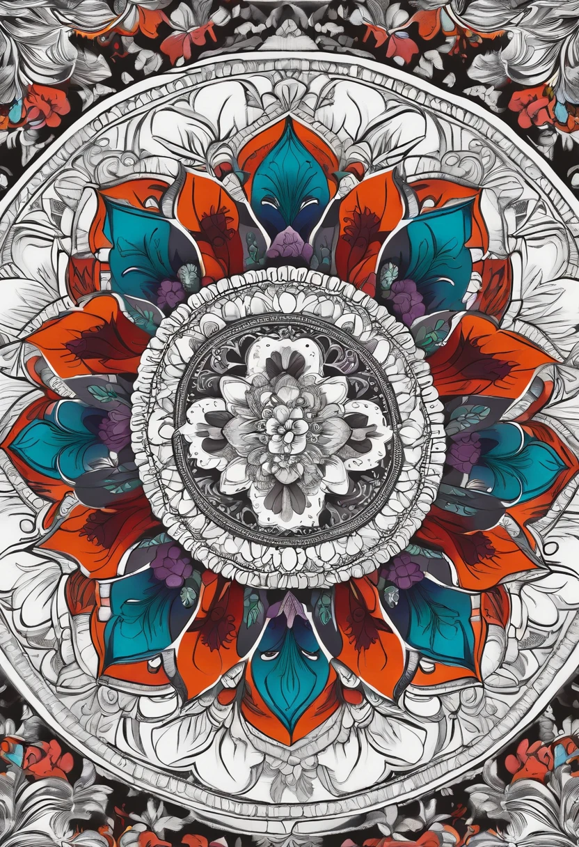 coloring page about mandala, detailed artwork,